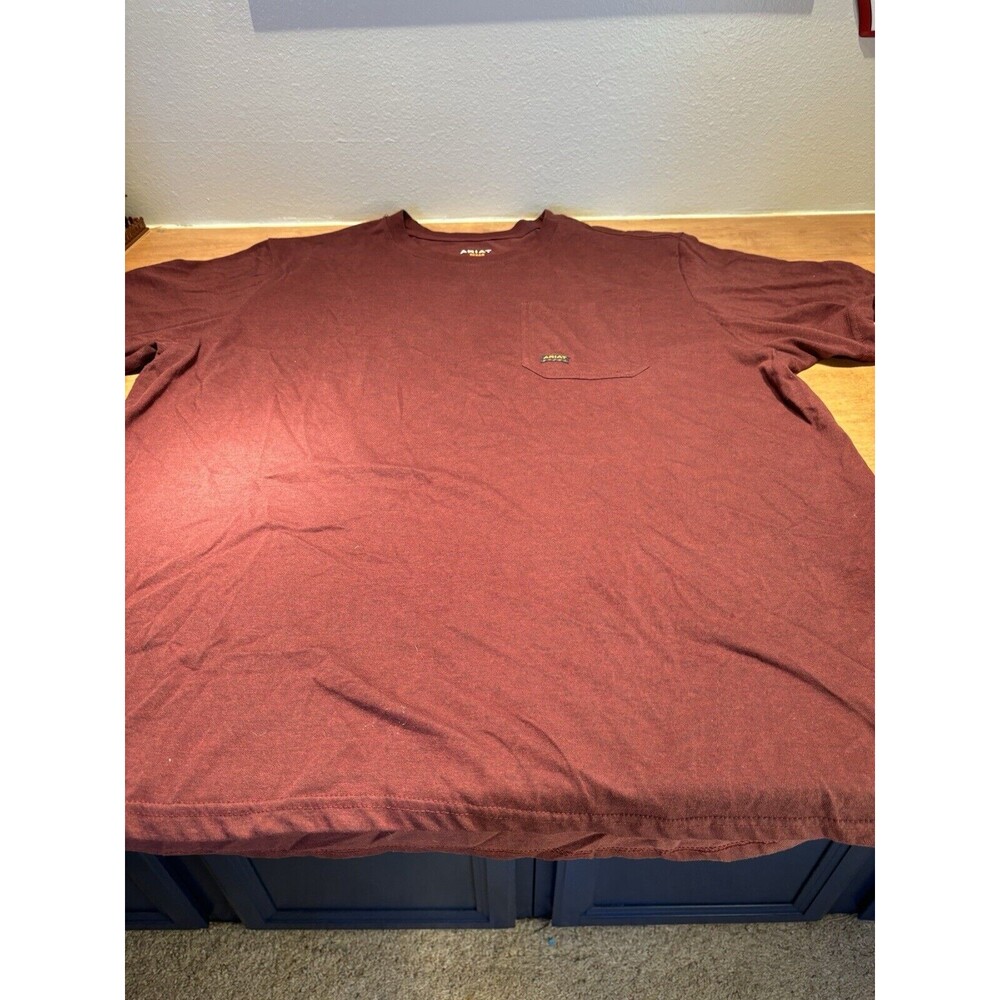 Ariat Work Men Sz 2X Rebar Strong Roughneck Graphic T-Shirt Red Work Sledge Knit